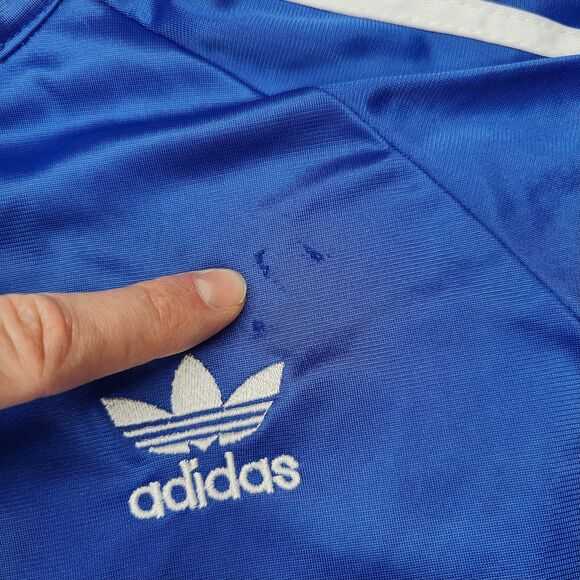 Vintage Adidas Track Jacket L Full Zip Blue Stripes Trefoil Logo y2k (Read Desc) - Picture 8 of 9